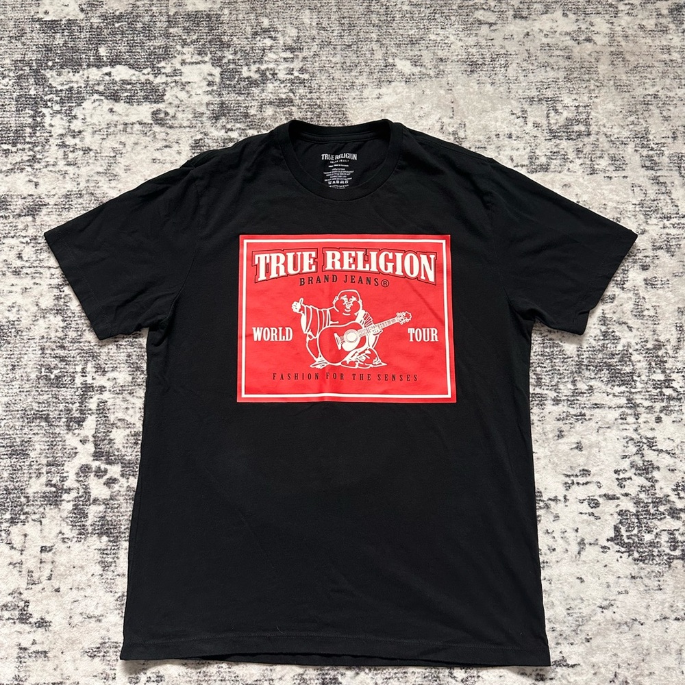 True Religion Black Tee with Red Graphic